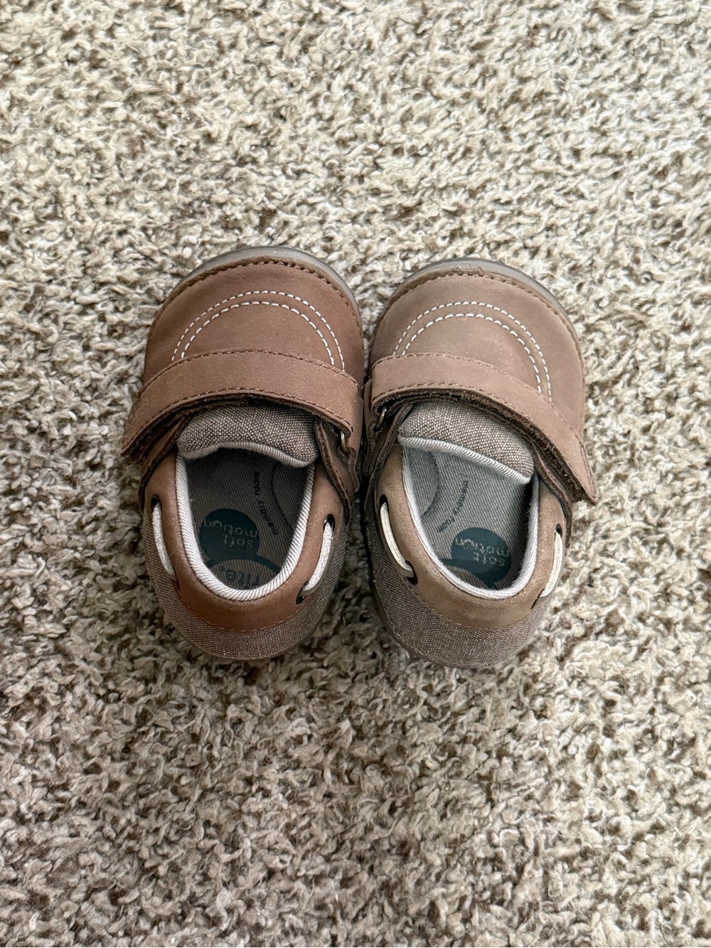 Stride Rite Brown Leather Velcro Baby Walker Shoes